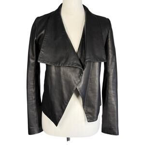 Theory Black Lamb Leather Open Front Jacket XS